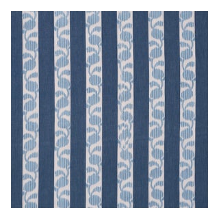 Schumacher Priya Warp Print Fabric in Indigo For Sale