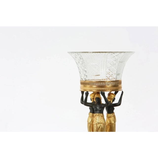 1900 - 1909 Empire Style Two Tone Gilt Pedestal / Cut Glass Tazza For Sale - Image 5 of 13