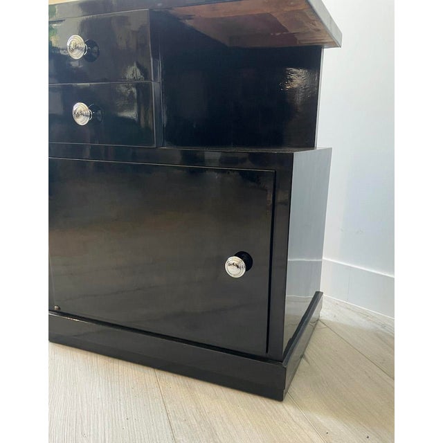Art Deco Bedside Tables in Black Lacquer, 1940s, Set of 2 For Sale - Image 14 of 15