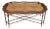 Maitland-Smith Regency Faux Bamboo Base Leather and Wicker Tray Top Coffee Table For Sale