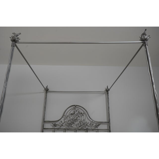 Silver Corsican Iron Twiggy Bird & Berry Queen Size Poster Bed For Sale - Image 8 of 16