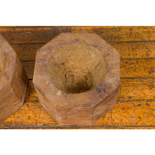 Antique Indonesian Rustic Octagonal Wooden Planter Made from Tree Trunks For Sale In New York - Image 6 of 9