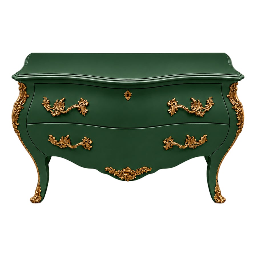 Italian Bombé Chest in Land Rover Green | Chairish