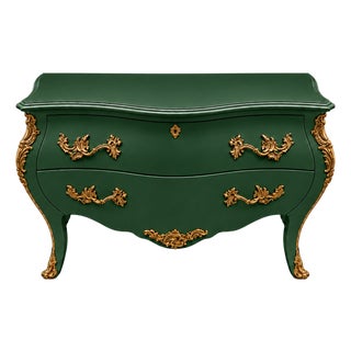 Italian Bombé Chest in Land Rover Green For Sale