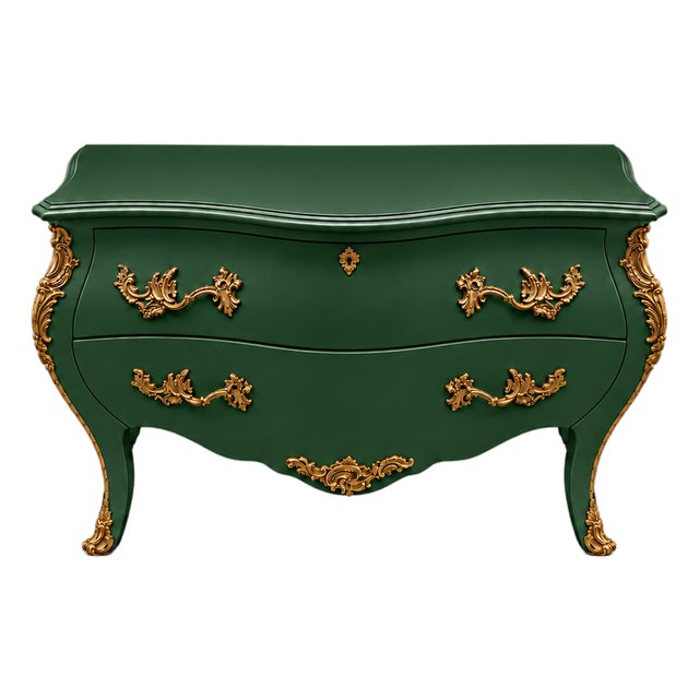 Italian Bombé Chest in Land Rover Green For Sale