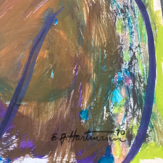 Contemporary 1970’s Vintage Original E.J.Hartmann Original Large Abstract Portrait Painting Signed For Sale - Image 3 of 4