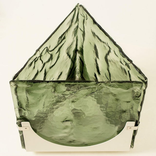 Gold Large Cube Shaped Green Glass Table Light from Leucos, 1970 For Sale - Image 8 of 15