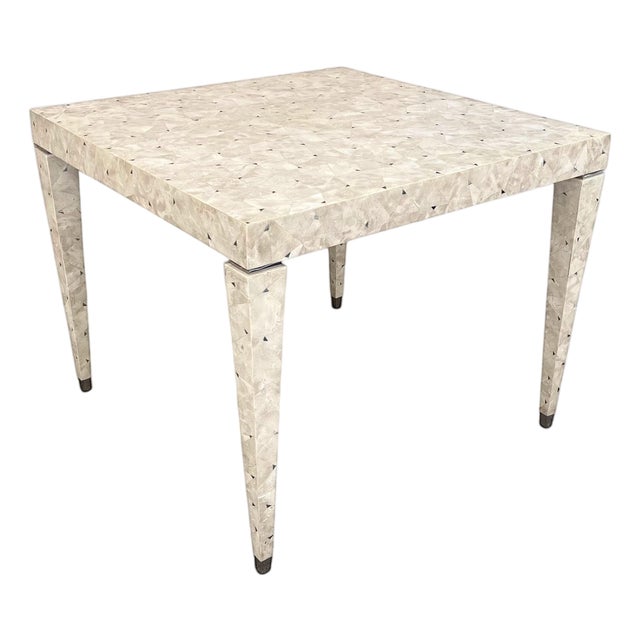 Vintage Tessellated Stone & Silver Inlay Game Table For Sale