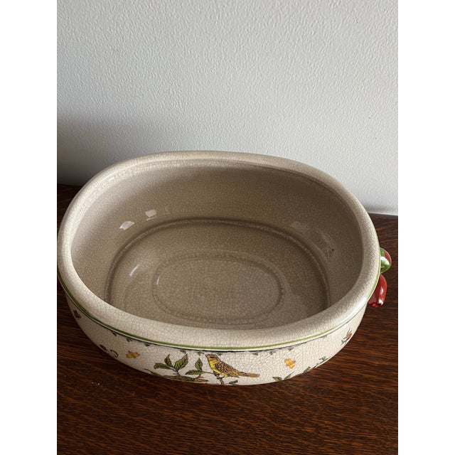 Ceramic Vintage Bird and Berry Ceramic Jardinière Planter For Sale - Image 7 of 9