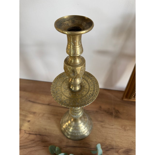 Vintage Candlestick in Bronze For Sale - Image 3 of 4