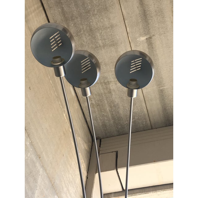 Chrome 1970s Chrome Arc Design Lamp With Three Lights in Spherical lamp shades For Sale - Image 8 of 13