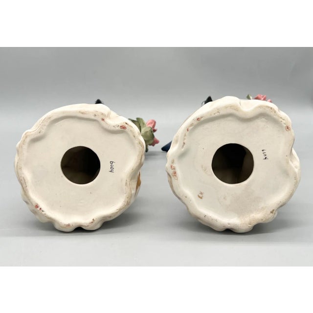 Pair of Vintage English Copeland Porcelain Bird Figurines — Bluebirds With Pink Blossoms — European / Cottagecore / Romantic For Sale - Image 13 of 14