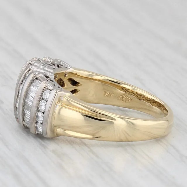 1.04ctw Diamond Ring 18k White Yellow Gold Size 8 Anniversary For Sale - Image 4 of 8