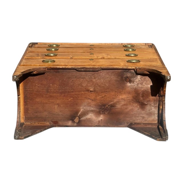 Antique New Hampshire Hepplewhite Fruitwood Slant Lid Desk With Classical Brass For Sale - Image 12 of 12