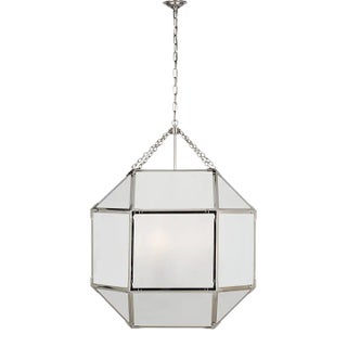 Suzanne Kasler for Visual Comfort Signature Morris Grande Lantern in Polished Nickel with Frosted Glass For Sale