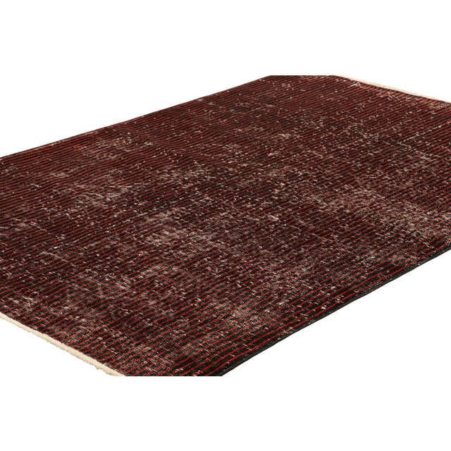 Rug & Kilim Vintage Zeki Müren Rug With Red and Black Stripes, From Rug & Kilim For Sale - Image 4 of 7