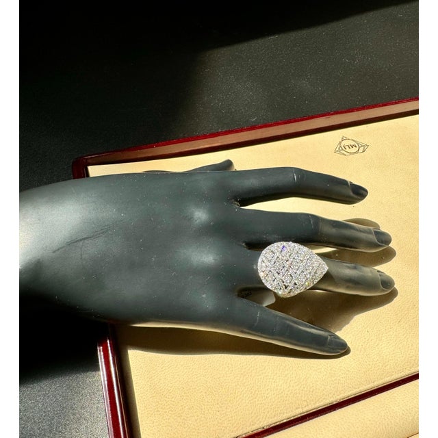 4.29 Ct Natural Brilliant Cut Diamond Cocktail Ring Pear Shape Size 6.75, 18KG For Sale - Image 13 of 18