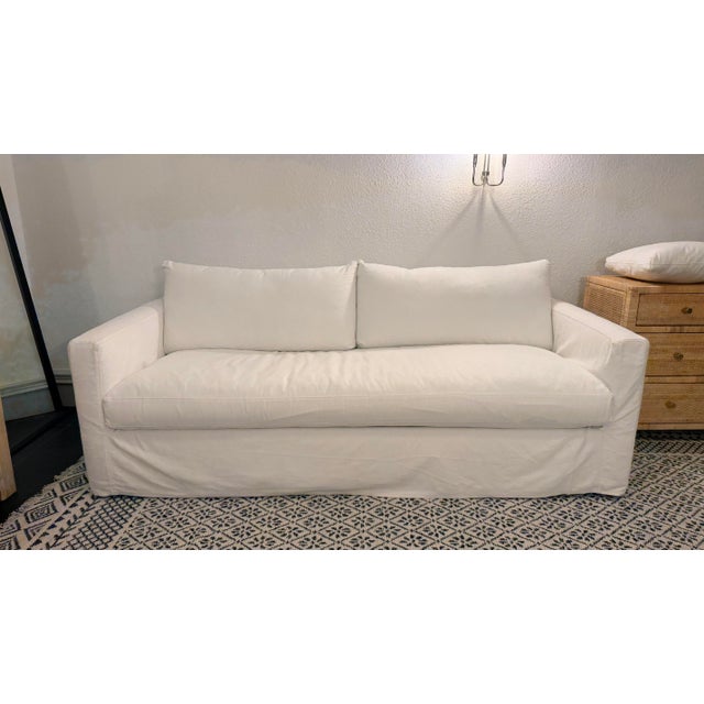 Crate & Barrel Willow II White Cotton Slipcovered Bench Queen Sleeper Sofa For Sale - Image 9 of 9