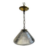 Vintage Holophane Shade With Brass Hardware For Sale