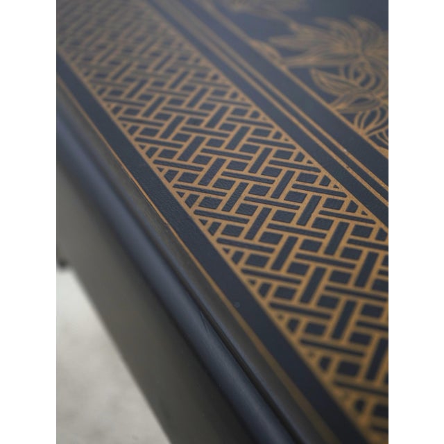 Chinese Black & Gold Decorated Console Table For Sale - Image 10 of 14