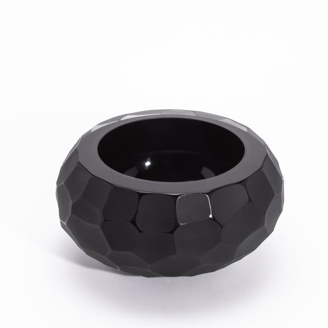 Modern Hand-Blown Modern Murano Bowl in Black Large For Sale - Image 3 of 7