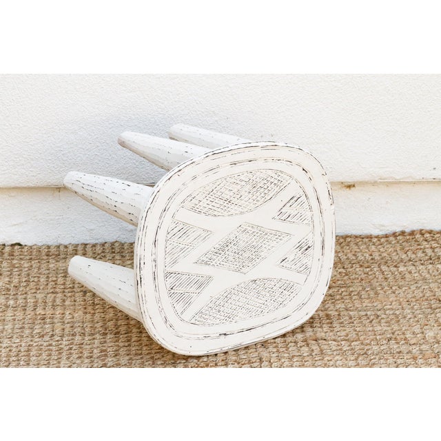 Hand-Carved Chalky White African Table For Sale In Los Angeles - Image 6 of 7