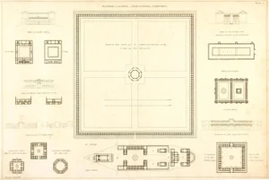 Antique Architectural Print Engraving, 1800