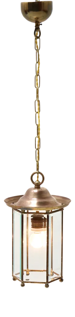 Art Nouveau Lantern in Brass with Glass, 1900s