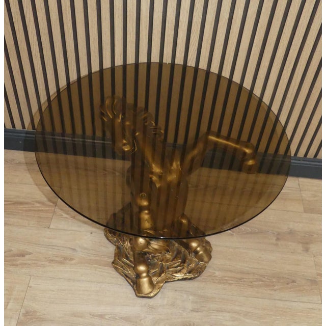 Small Gilt Horse Coffee Table with Smoked Glass Top, 1970s For Sale - Image 3 of 12