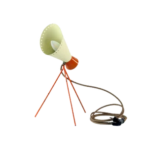 Mid-Century Metal Table Lamp in Cream & Orange by Josef Hurka for Napako, 1960s