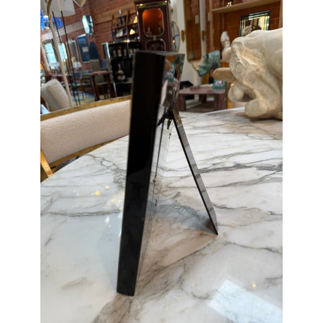 1970s Natural Horn Chevron Inlay Square Photo Frame – Black and Ivory Tones Large For Sale - Image 4 of 7