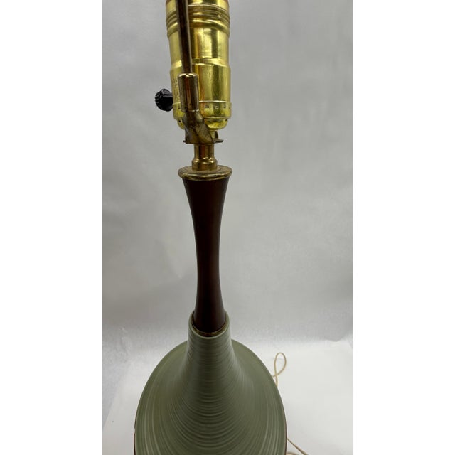Vintage Mid-Century Modern All-Ceramic Table Lamp With Incised Texture For Sale - Image 4 of 9