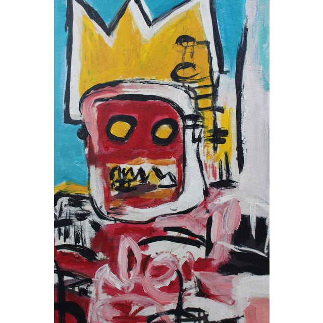 1970s Modernistic Painting After Jean-Michel Basquiat, Circa 1970 For Sale - Image 5 of 13