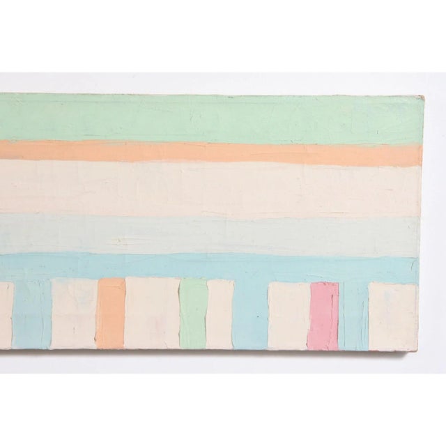 Large Original Vintage 1980s Oil on Canvas Pastel Colored Horizontal Painting #1 For Sale In New York - Image 6 of 12