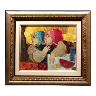 Sunol Alvar "Untitled" Original Oil Painting with Custom Frame Hand Signed For Sale