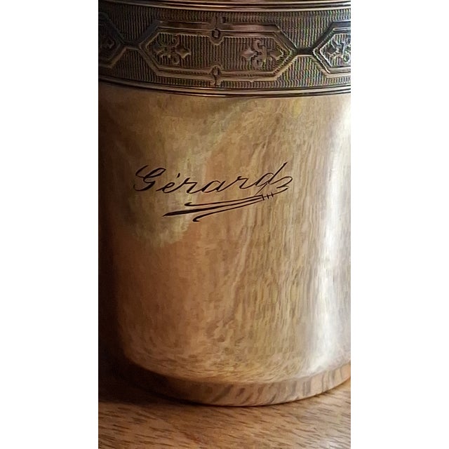 Antique 19th C. French Solid Silver Kiddush Cup, Ornate Engraved "Gerard", High Purity 950 For Sale - Image 12 of 18