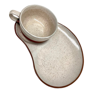 Mid-Century Modern Southern Harvest by Albert of Georgia Glazed Pottery Soup and Sandwich Set