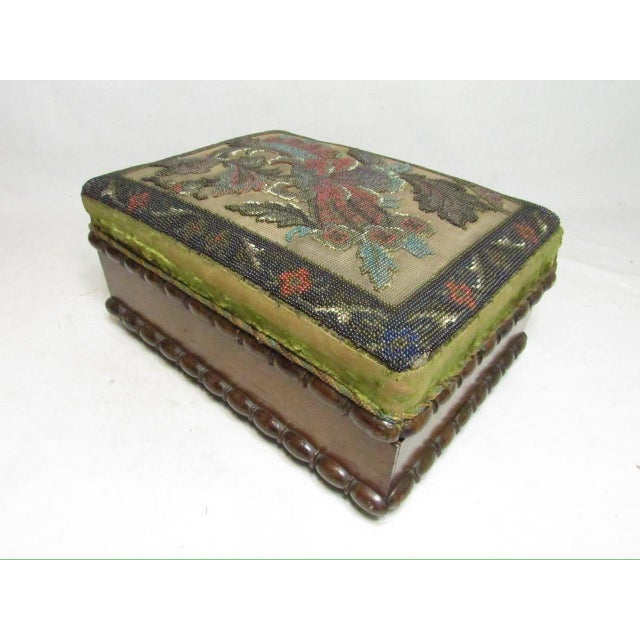 Wood English Victorian Beadwork Box For Sale - Image 7 of 17