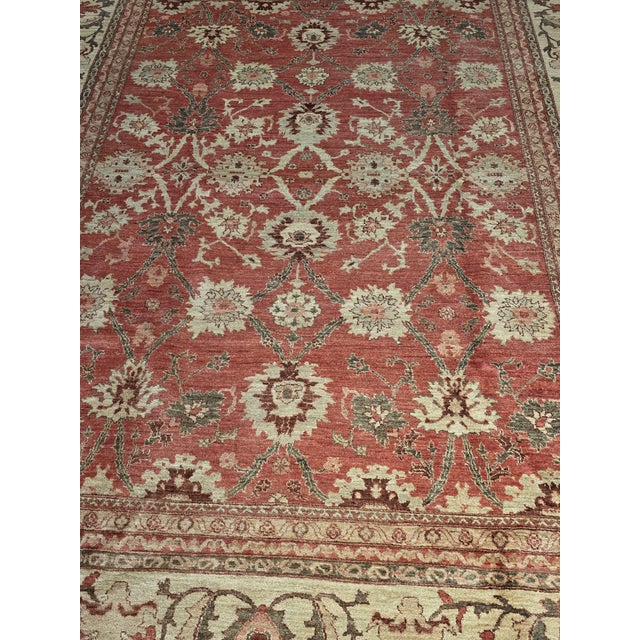 Late 20th Century Vintage Salmon Oushak Wool Rug, Pakistan, Late 20th Century, 9’ X 11’5” For Sale - Image 5 of 7
