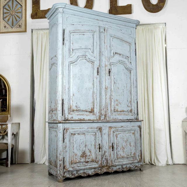 French Large 17th Century French Louis XIV Period Painted Buffet Deux Corps For Sale - Image 3 of 12