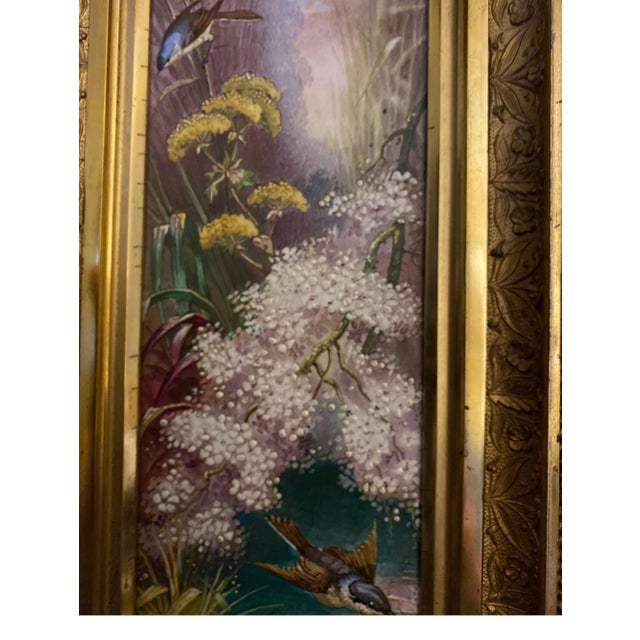 Traditional 19th Century French Hand Painted Framed Porcelain Tile For Sale - Image 3 of 9