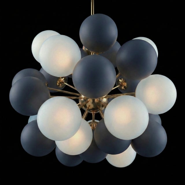 Sputnik Lamp with Matte Blue Balloons For Sale - Image 3 of 5