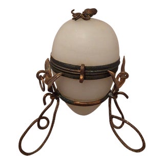 White Opaline Egg Box Palais Royal For Sale