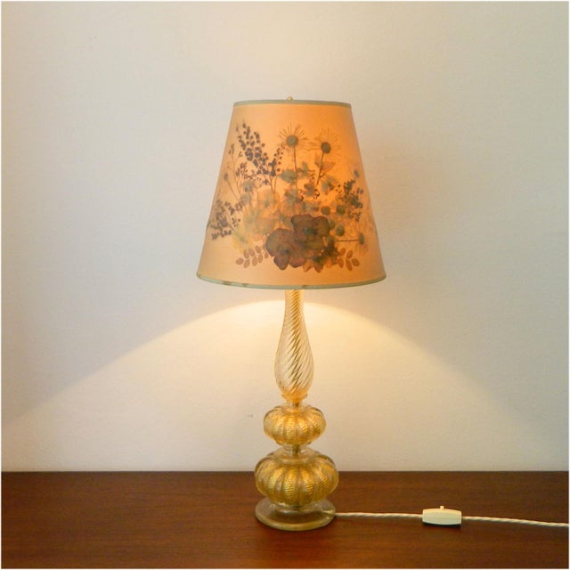 Gold Murano Glass Table Lamp with Gold Flakes from Barovier & Toso, 1960s For Sale - Image 8 of 8