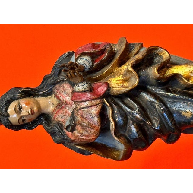 Spanish School Conception in Polychrome Wood with Silver Crown, 18th For Sale - Image 11 of 13