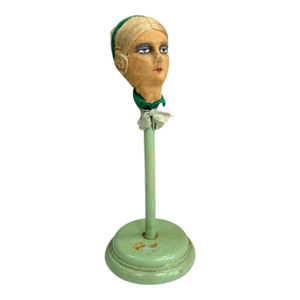 Antique French Victorian Hand Crafted Hat or Wig Stand - Real Hair