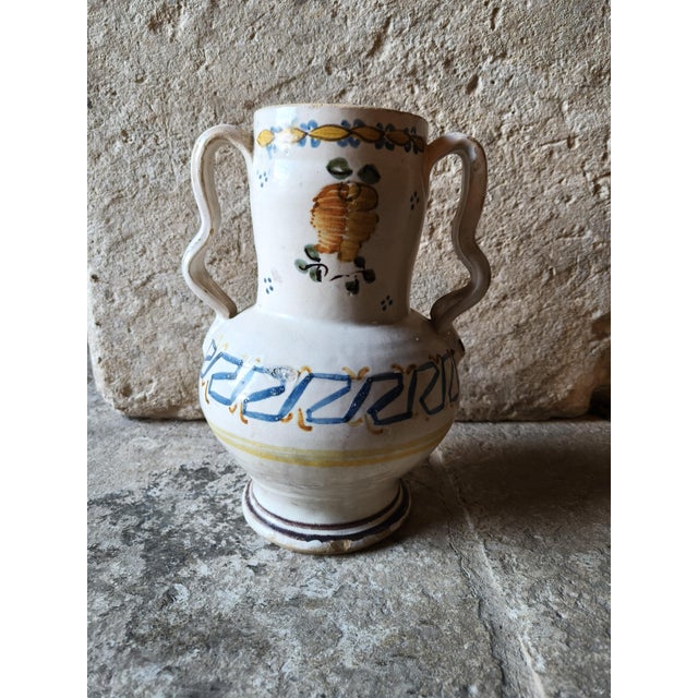 Ceramic Hand-Painted Ceramic Two-Handled Jug For Sale - Image 7 of 10