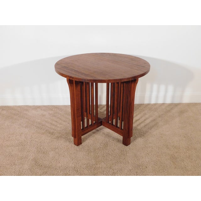 Brown Kimball Antique Style Mission Prairie Arts & Crafts Oak Round Occasional Table For Sale - Image 8 of 18