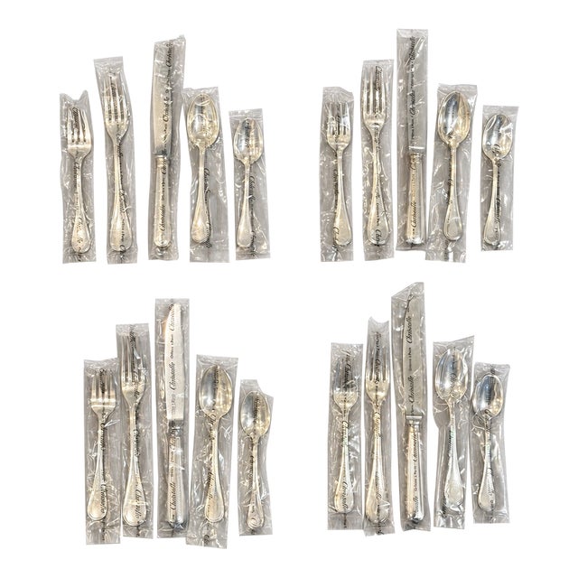 Vintage Christofle Albi Silver-Plated Flatware Service for 4, Unused Sealed - 20 Pieces For Sale