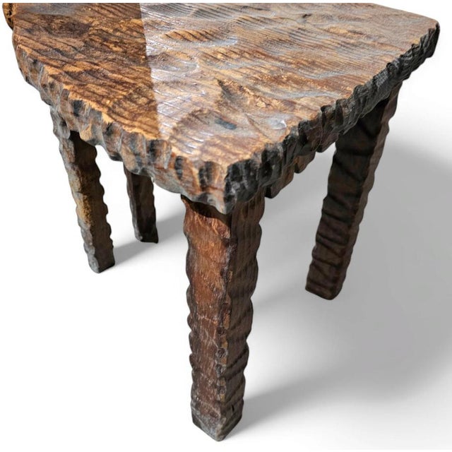 Brutalist Rustic Hall Chair in Wood For Sale - Image 5 of 10